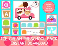 Ice Cream Preschool Pack, Ice Cream Learning Pack, Summer Learning Pack, Ice Cream Cones Preschool Pack,