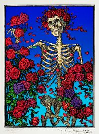 STANLEY MOUSE (American, b. 1940) and ALTON KELLEY (American 1940-2008) The Grateful Dead Skeleton and Roses with "Running Mouse"