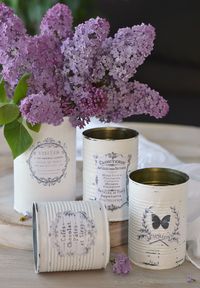 DIY Vintage French Recycled Tin Cans & free printable - by Dreams Factory for The Graphics Fairy #vintage #French #freeprintable #frenchephemera #frenchtypography #diy