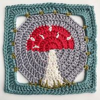 Add a touch of woodland whimsy to your next project with this eye-catching crochet square. It’s a fun and absorbing make that’s perfect for afghan blankets, cushions or on its own. THE PATTERN The Toadstool Square uses the tapestry crochet technique, where you carry the unused colours under your