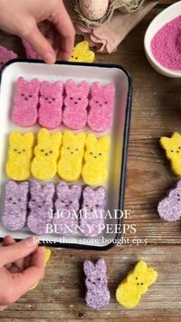 These homemade marshmallow bunny peeps are so cute, perfect for Easter, and taste SO much better than store bought! They're easy to make and 100% free from corn syrup and artificial dyes.