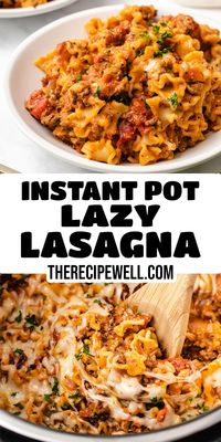 The easiest lasagna ever! Made with layers of meat, noodles, sauce, and two types of cheese, it's a quick and easy one-pot meal.