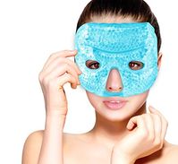 Amazon.com : Hot and Cold Therapy Gel Bead Facial Eye Mask by FOMI Care | Ice Mask for Migraine Headache, Stress Relief | Reduces Eyes Puffiness, Dark Circles | Fabric Back | Freezable, Microwavable (Blue) : Beauty