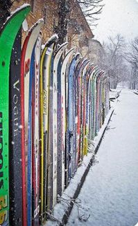 Vintage skis is a fun material for art and design