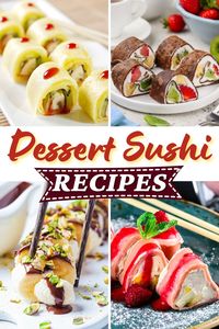 Sweet, fun, and colorful, these dessert sushi recipes are ideal for dinner parties. From sticky rice to chewy Rice Krispies, they're too good not to share.