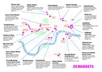 London markets map, showing Portobello Market, Brick Lane Market,