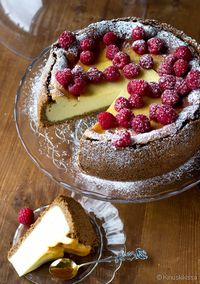 Raspberry topped cheesecake