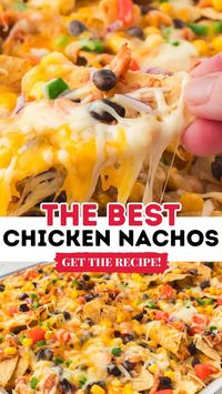 This easy Chicken Nachos Recipe makes the perfect quick weeknight dinner or game-day appetizer that you’ll want to make again and again. You can never go wrong with crisp tortilla chips, shredded BBQ chicken, cheese, and all the delicious toppings! It might just become your new favorite party snack, too!