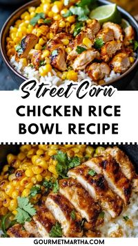 Craving bold flavors? This Street Corn Chicken Rice Bowl is the perfect mix of juicy chicken, sweet corn, and zesty spices, all in one bowl. It's a quick, tasty, and healthy meal everyone will love! #StreetCornChicken #ChickenRiceBowl #MexicanBowl #EasyDinnerRecipe #HealthyMeals