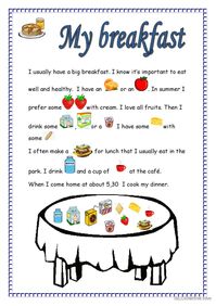 MY BREAKFAST: English ESL worksheets pdf & doc