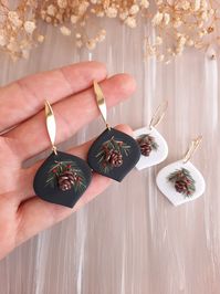 Pine Cone Polymer Clay Earrings 24 K Gold Plated Colorfast - Etsy