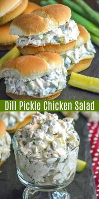 This chicken salad is ultra creamy, and the sauce has real pickle juice stirred right on in. Chunks of rotisserie chicken, diced crisp dill pickle pieces, and a mild garlicky tang from freshly sliced green onions, this is Dill Pickle Chicken Salad makes the definition of a hearty Summer sandwich supper.