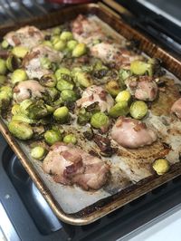 Chicken, Apple, and Brussels Sprout Sheet Pan Dinner