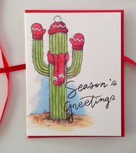 If you're from Southern CA like I am or another warm climate, a Christmas cactus might be more realistic than a Christmas tree! But whatever region you're from, this cute cactus is ready to send your season's greetings!Original watercolor illustration printed on110 lb. premium bright white cover paper4.25 x 5.5" cardBlank inside for your messageComes with a holiday red envelope in a protective cellophane sleeve.Available as a single card or get a boxed set of 8 cards and 8 holiday red envelopes!