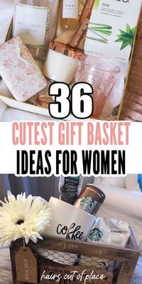 These 36 gifts baskets make the CUTEST gift basket ideas for women! Are you looking for an, clever and thoughtful gift idea for mom, a friend, or a girlfriend? These are the best gift basket ideas for her and perfect for several different occasions.