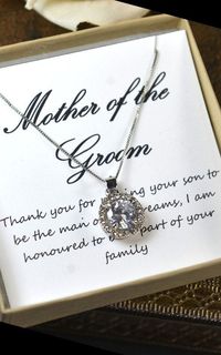 Mother of the groom , mother of the bride gift , mother on law gift , thank you for raising the man of my dream ,necklace & box card ,cubic