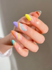 Multicolor  Collar   Colorblock Color Nails Embellished   Beauty Tools