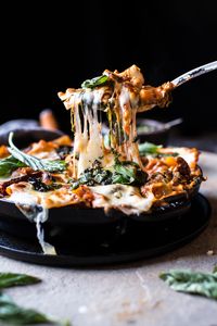 Simple Vegetarian Skillet Lasagna - a deliciously cozy, easy and healthy Valentine's Day - Any Day meal, from halfbakedharvest.com