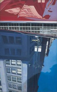 Richard Estes (American, born 1932) "Car Reflections" (1970) Acrylic on Masonite (121.9 x 76.2 cm) The Indianapolis Museum of Art, United States.