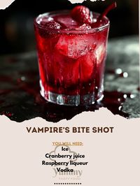 🧛‍♂️🍷 Embrace the darkness with our Vampire's Bite Shot! 🌒🍸 #SpookyDrinks #ShotTime Vampire's Bite Shot Ingredients: Vodka (1 oz) Raspberry liqueur (1 oz) Cranberry juice (1 oz) Ice Instructions: Fill a shaker with ice. Add vodka, raspberry liqueur, and cranberry juice. Shake well until chilled. Strain into a shot glass. 🧛‍♂️✨ The Vampire's Bite Shot is a deliciously dark drink that’s perfect for any spooky occasion. Take a bite and enjoy! 🌒🍷 #DarkDelight #SpookySips