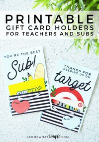 These adorable gift cards for teachers and substitutes are a great way to show those teachers you love a little appreciation! #gifts #gift @giftcards #teacher #appreciation #substitute #teacherappreciation