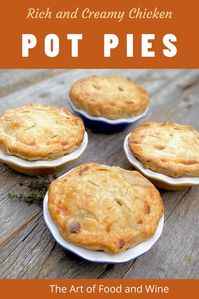 These homemade chicken pot pies are full of savory chicken and vegetables in a creamy sauce and topped with flaky pie crust. This is a great way to use up leftovers. #potpie #potpies #chickenpotpies #chicken #homemadepotpie #homemadechickenpotpie #chickenandvegetables #turkeypotpie #comfortfood