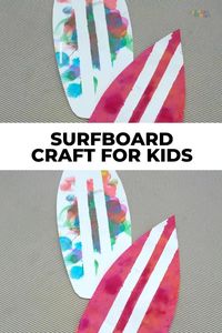 If your kids love tape resist art, then you've got to try this cute little surfboard craft. It's great for toddlers and preschoolers too! #TapeResistArt #CraftsForKids #KidsCrafts #PreschoolCrafts #ToddlerCrafts