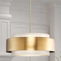 COLLECTION DESCRIPTION:The Rochester Collection of light fixtures is a modern and elegant ensemble characterized by its distinctive layered design. The collection, available as ceiling lights, wall sconces, and pendant lights, features fixtures made from metal with a luxurious brushed bronze, brushed nickel or matte black finish. This gives them a sophisticated and contemporary appearance. Each fixture in the collection has a two-tiered structure with a cylindrical shape. The top layer is a wide