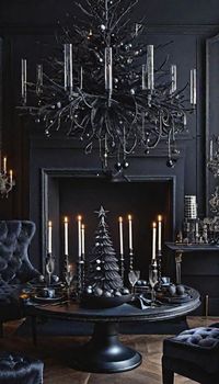 Black luxury Christmas decor - Victorian mansion