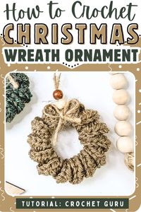 Here is a tutorial to crochet a rustic Christmas wreath ornament for beginners. This simple wreath ornament is crocheted into a long curlicue from 51 chains, creating a unique swirling texture.  MJ shows how to elegantly twist the chain to form the wreath’s shape and suggests using wooden beads or a bow for a charming finish. This ornament can be a creative present topper.