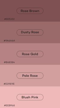 Explore a refined color palette featuring Rose Brown, Dusty Rose, Rose Gold, Pale Rose, and Blush Pink. Perfect for designers and professionals seeking soft yet impactful hues for their projects. #ColorPalette #DesignInspiration #RoseShades #ColorTrends #DesignColors #RoseTones #BlushPink #RoseBrown #DustyRose #RoseGold #PaleRose #DesignInspiration #GraphicDesign #InteriorDesign #FashionDesign #PaletteInspiration #ColorScheme #ProfessionalDesigners #CreativeColor