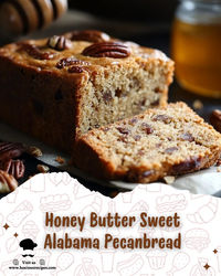 Indulge in the rich, buttery delight of Honey Butter Sweet Alabama Pecanbread—a perfect blend of honey, pecans, and homemade goodness in every slice!