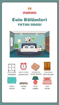 Parts of the house - Evin Bölümleri in Turkish 🇹🇷 Follow for more :) #turkish #learnturkish #partofthehouse #house #vocabulary #speakinturkish #bedroom