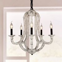 This empire chandelier adopts the distressed white color of the main body with elegant lines, the edge is decorated with rustic metal candlestick lamp holder, rustic wood chandelier presents the cottage chic style of aristocratic style, which set off your house in the noble line of candlestick chandelier to win many compliment of family and friends. | Ophelia & Co. 5 - Light Candle Style Empire Chandelier w / Wrought Iron Accents 24.33 H x 22.5 W x 22.5 D in brown / gray / whiteWood in Distresse