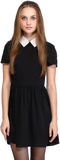 Cute Wednesday Dress. Pair with braids, dark eye makeup, loafers, and tights.