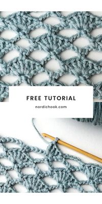 This free crochet tutorial shows how to make the lacy shell stitch step-by-step. It includes detailed photo instructions. The lacy shell stitch is a repeat of four rows. The fabric turns out very light, so it would work great for a summer crochet project!