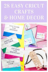 Get creative with these super easy, and fun to make, DIY Cricut crafts and home decorating ideas. There are 28 different projects to see! #amberoliver #cricutcrafts #cricutmade #cricuthomedecor