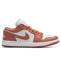 The Air Jordan 1 Low Women’s makes a statement with its premium aesthetic. This iteration has a new two-toned rendition featuring a pink hue. The sneaker has a crisp leather upper with 'Pink Salmon' overlays, including the Swoosh. The oversized tongue, mesh insoles, and rubber outsole complete the design. DUE TO THE NATURE OF THIS PRODUCT, ALL SALES ARE FINAL. THIS ITEM IS NOT ELIGIBLE FOR DISCOUNTS OR SPECIAL PROMOTIONS. Leather construction Lace-up closure Jordan branding Perforated toe box Ru