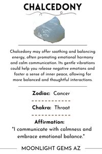 Chalcedony radiates a soft, nurturing energy that promotes harmony and emotional balance. This gentle crystal may encourage calm communication, soothe emotional wounds, and foster feelings of goodwill. Known for its peaceful vibes, Chalcedony could help ease stress and bring a sense of inner peace, making it perfect for those seeking emotional healing and positivity. Add Chalcedony to your collection for enhanced tranquility and a deeper connection with yourself and others. 🌙 #Chalcedony #CrystalHealing #EmotionalHealing #CalmCommunication #InnerPeace