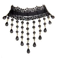 Amazon.com: Elegant Black Beaded Victorian Burlesque Gothic Style Black Lace Choker Vintage Necklace: Jewelry