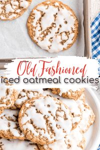 This Old Fashioned Iced Oatmeal Cookie Recipe will transport you straight back to childhood. Thanks to the classic combination of buttery soft cookie and vanilla glaze this authentic recipe will surpass store-bought. Every. Single. Time.  #oatmealcookies #cookies #cookierecipe