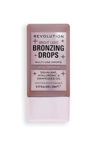 Sunkissed Skin In A Bottle! An instant drop of radiance; bronze & glow your own way with The Revolution Bright Light Bronzing Drops! These effortless, customisable drops are your answer to an instant sun-kissed look without the damage. Formulated with a hydrating infusion of Squalene, Hyaluronic Acid & Grapeseed Oil to help soften, soothe & elevate skin's elasticity for a youthful glow. Choose from 4 universal shades of bronzer, blush & highlighter drops in a sheer tint formula, suitable for all skin tones & types. Why We Love It: Illuminating Formula for An Instant Drop of Radiance. Hydrating Infusion of Squalene, Hyaluronic Acid & Grapeseed Oil. Softens & Soothes Skin for a Youthful Glow. 4 Customizable Shades; Bronze & Glow Your Own Way.  Suitable For All Skin-Tones & Types.  Build Your