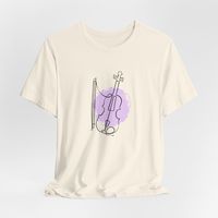 Embrace your love for music with our Elegant Violin Line Art T-Shirt, a perfect blend of style and sophistication. This unisex white tee features a delicate continuous line drawing of a violin paired with a soft purple watercolor accent, making it an ideal choice for music lovers and musicians. Features: - Unisex Fit: Designed to suit both men and women, available in various sizes for a perfect fit. - Unique Design: Showcases a beautiful continuous line drawing of a violin, enhanced with a subtl