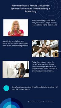 Change your company culture to achieve unlimited success with one of the best female motivational keynote speakers, Robyn Benincasa! She works with businesses of all sizes across all industries to help them become more productive. Learn more at https://robynbenincasa.com