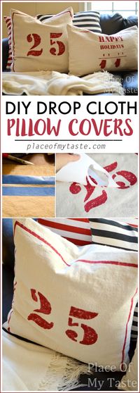 DIY DROP CLOTH PILLOW COVERS