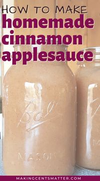 How To Make Homemade Cinnamon Applesauce - Includes Easy Canning Tutorial!  This simple cinnamon applesauce recipe is made on the stovetop, and is the best way to use up fresh apples in the fall. Learn how to make this homemade cinnamon applesauce and can it today!