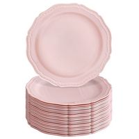 Silver Spoons Elegant Disposable Plastic Plates for Party, Heavy Duty Disposable Dinner Set, Dinner Plates - 10.25”, Blush (20 PC)