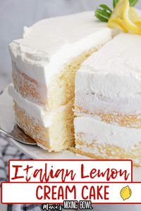 This Italian Lemon Cream Cake is layers of tender lemon cake, creamy lemon curd, and a sweet lemon frosting. It's the ultimate lemon cake.