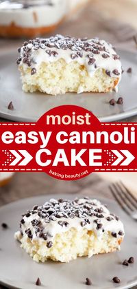 This cake recipe has all the flavors of an Italian favorite! Finished off with rich Cannoli Cream Cheese Frosting and chocolate chips, this melt-in-your-mouth, milk-soaked Cannoli Cake is an easy dessert to impress!