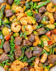 Quick Steak + Shrimp Skillet